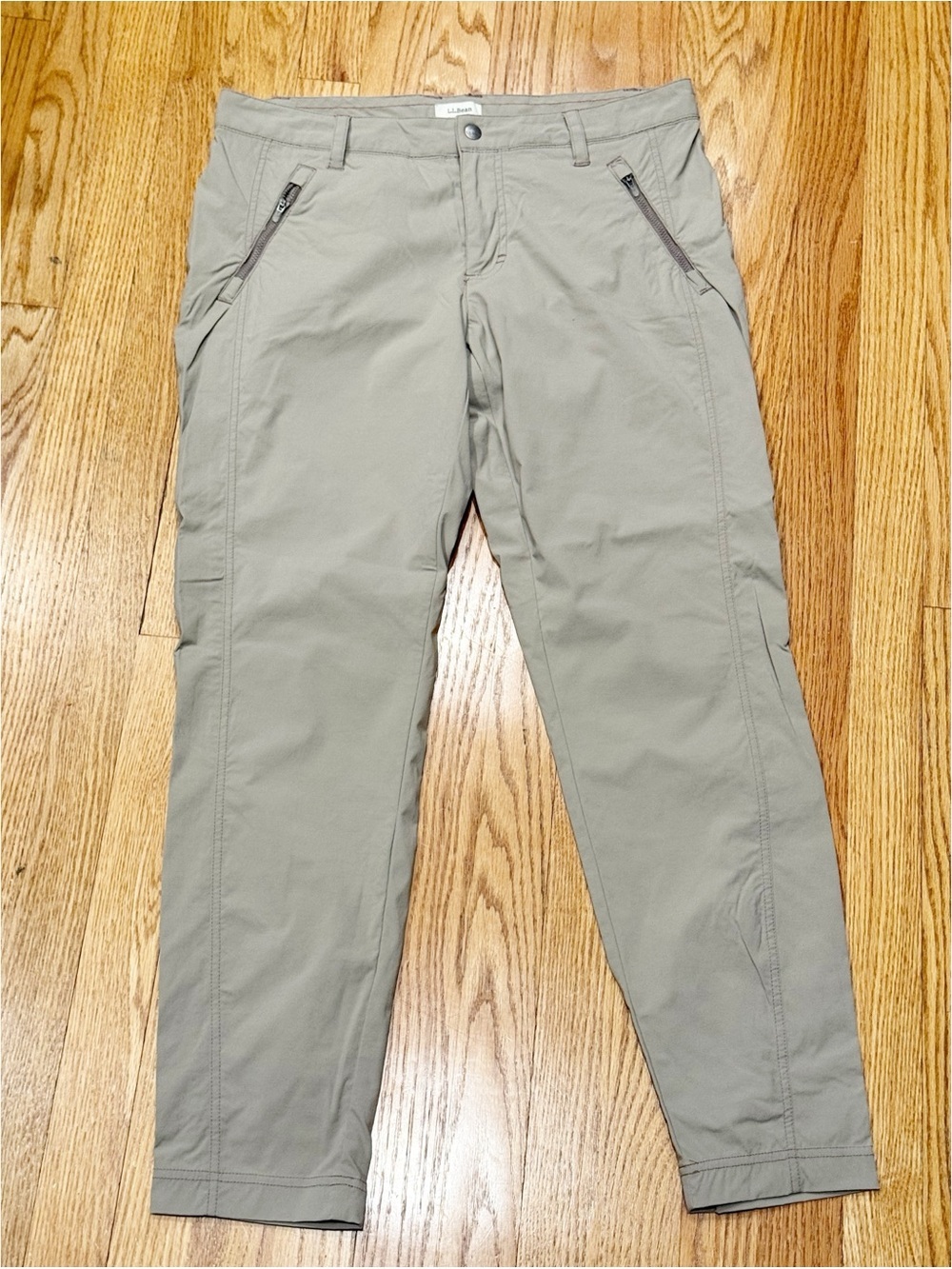 LL Bean Hiking Pants Womens 10 Regular Beige Nylon Spandex Outdoor Pockets